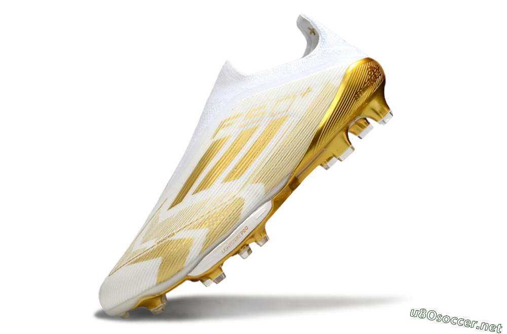 Men's Adidas F50+ Elite Lightstrike Pro Laceless FG Football Boots - White/Gold 5