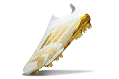 Men's Adidas F50+ Elite Lightstrike Pro Laceless FG Football Boots - White/Gold