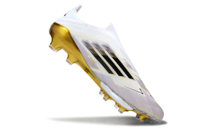 Men's Adidas F50+ Elite Lightstrike Pro Laceless FG Football Boots - White/Black/Gold