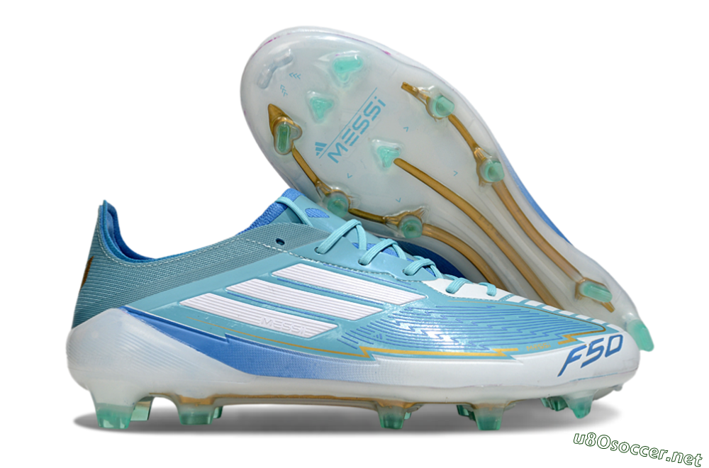 Men's Messi x Adidas F50 Elite FG Football Boots - Jade/White/Blue 2