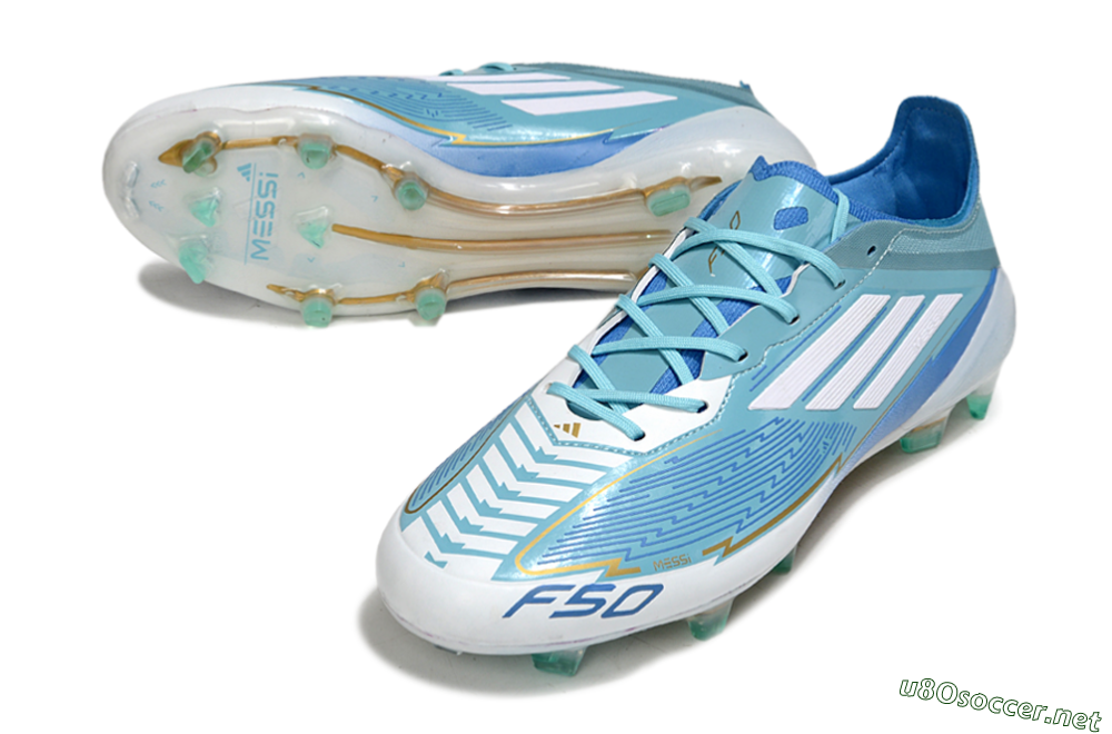 Men's Messi x Adidas F50 Elite FG Football Boots - Jade/White/Blue 3