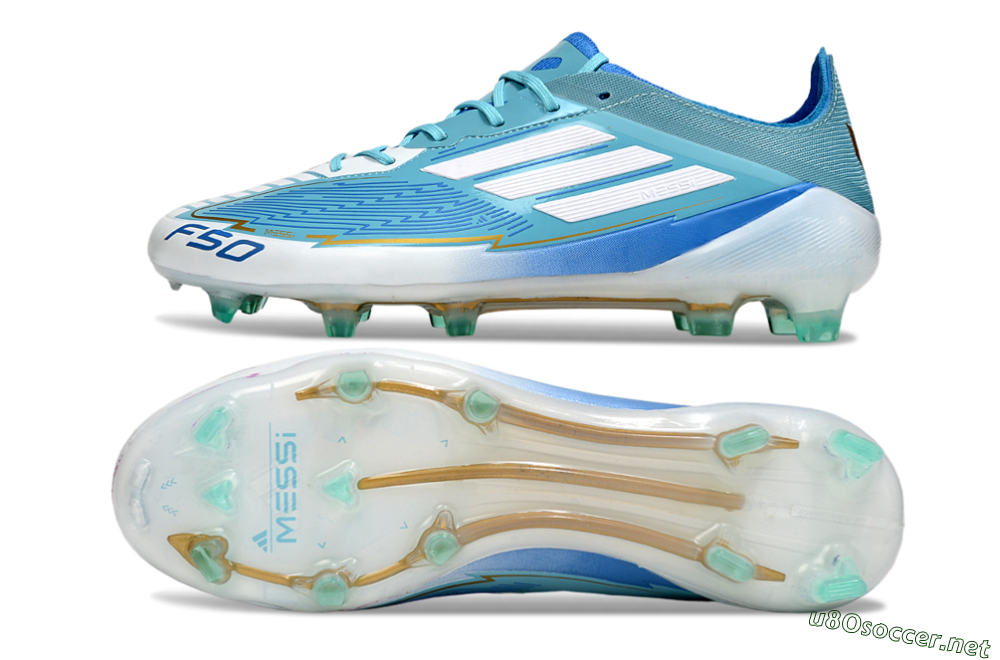 Men's Messi x Adidas F50 Elite FG Football Boots - Jade/White/Blue 1