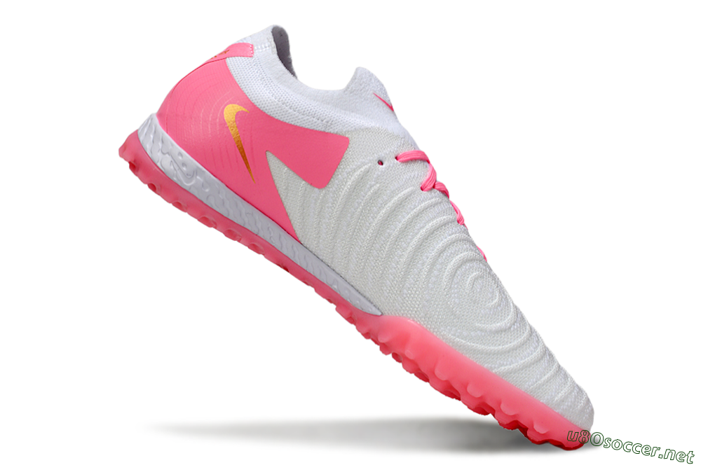 Men's Nike Phantom GX 2 Elite TF Football Shoes - White/Pink/Gold 4