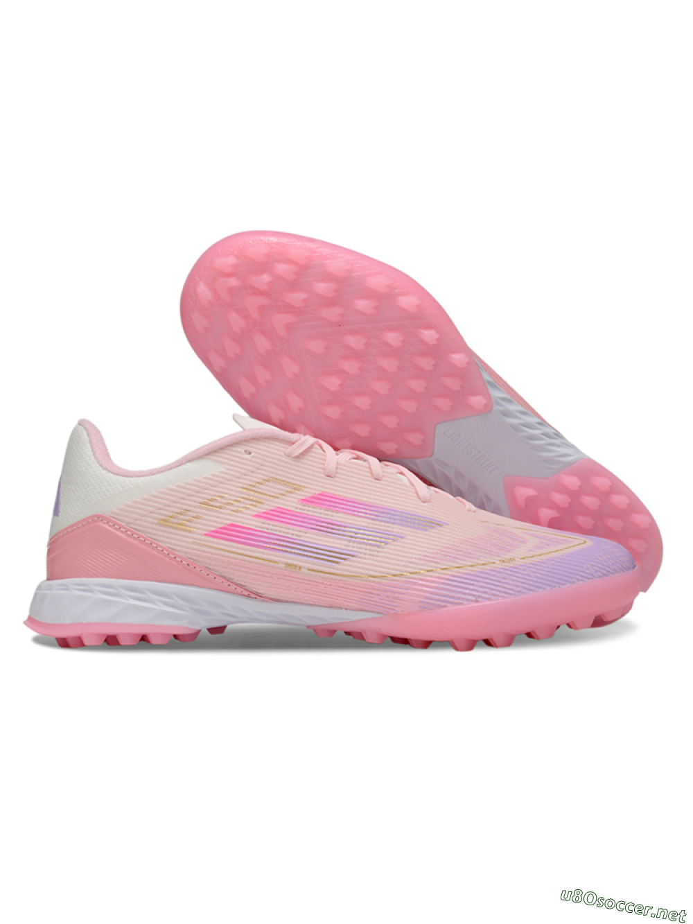 Unisex Adidas F50 Pro TF Football Shoes - Pink/Purple/Gold 2