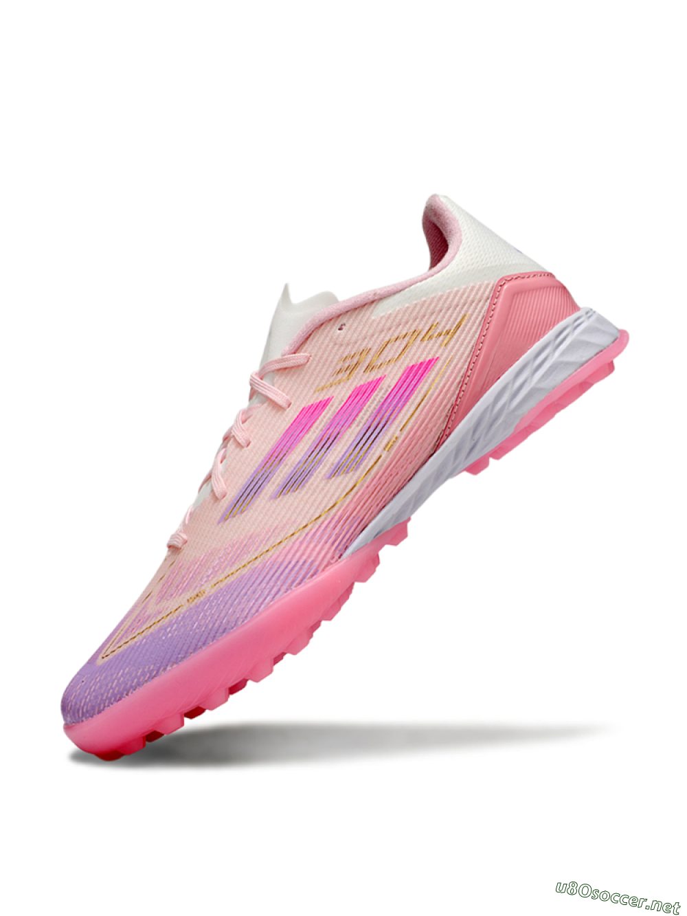 Unisex Adidas F50 Pro TF Football Shoes - Pink/Purple/Gold 5