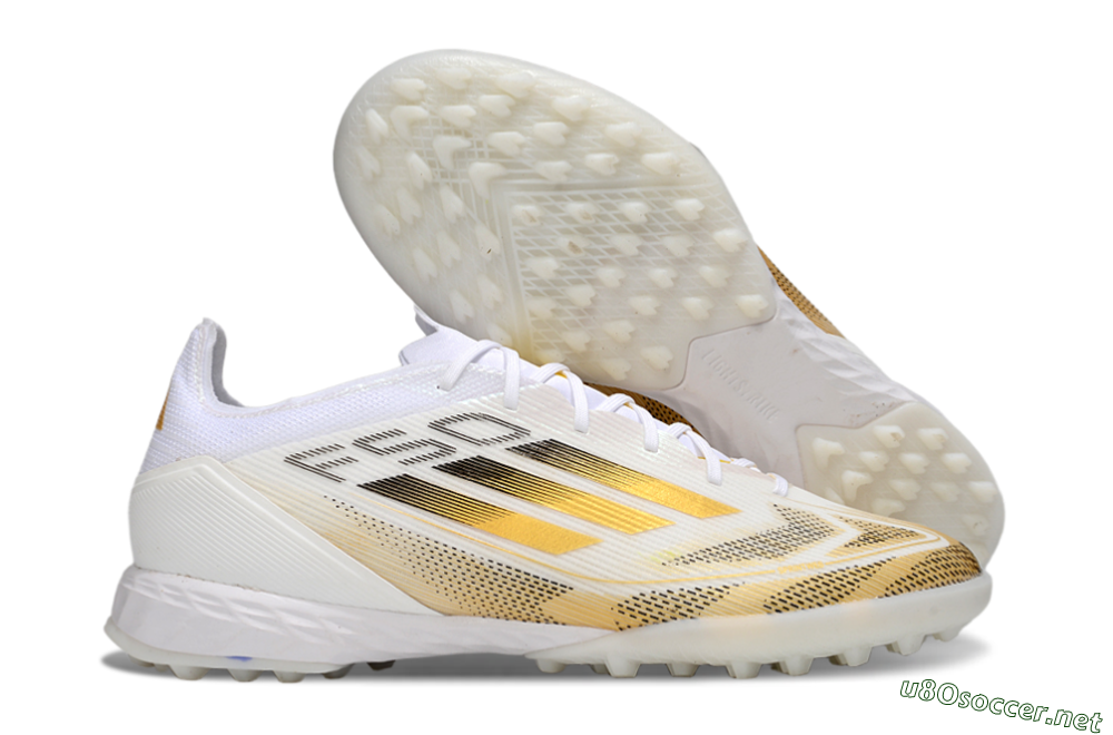 Men's Adidas F50 Elite Kings League TF Football Shoes - White/Yellow/Black 2