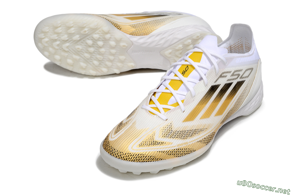 Men's Adidas F50 Elite Kings League TF Football Shoes - White/Yellow/Black 3
