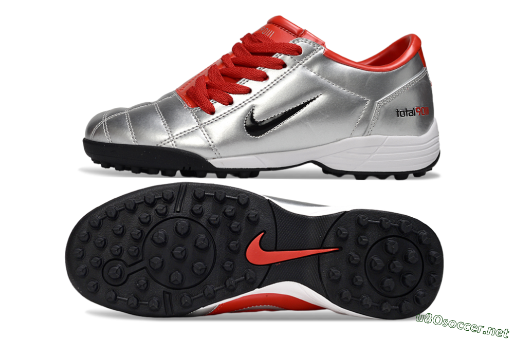 Unisex Nike Total 90 II TF Football Shoes - Silver/Black/Red 1
