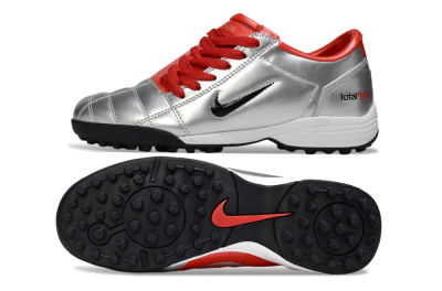 Unisex Nike Total 90 II TF Football Shoes - Silver/Black/Red