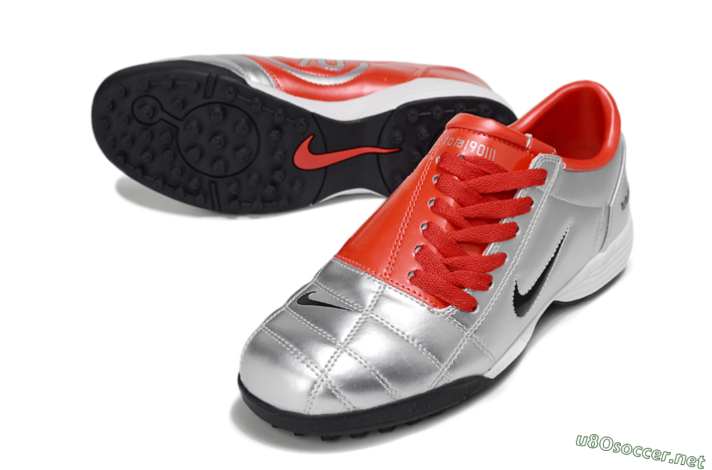 Unisex Nike Total 90 II TF Football Shoes - Silver/Black/Red 3