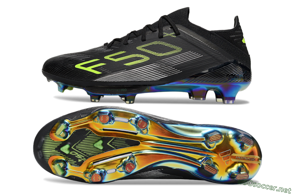 Men's Adidas F50+ Elite Lightstrike Pro FG Football Boots - Black/Yellow/Silver 1