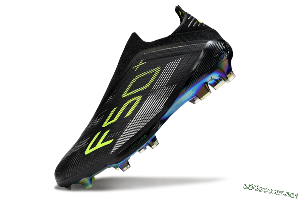 Men's Adidas F50+ Elite Lightstrike Pro Laceless FG Football Boots - Black/Yellow/Silver 5
