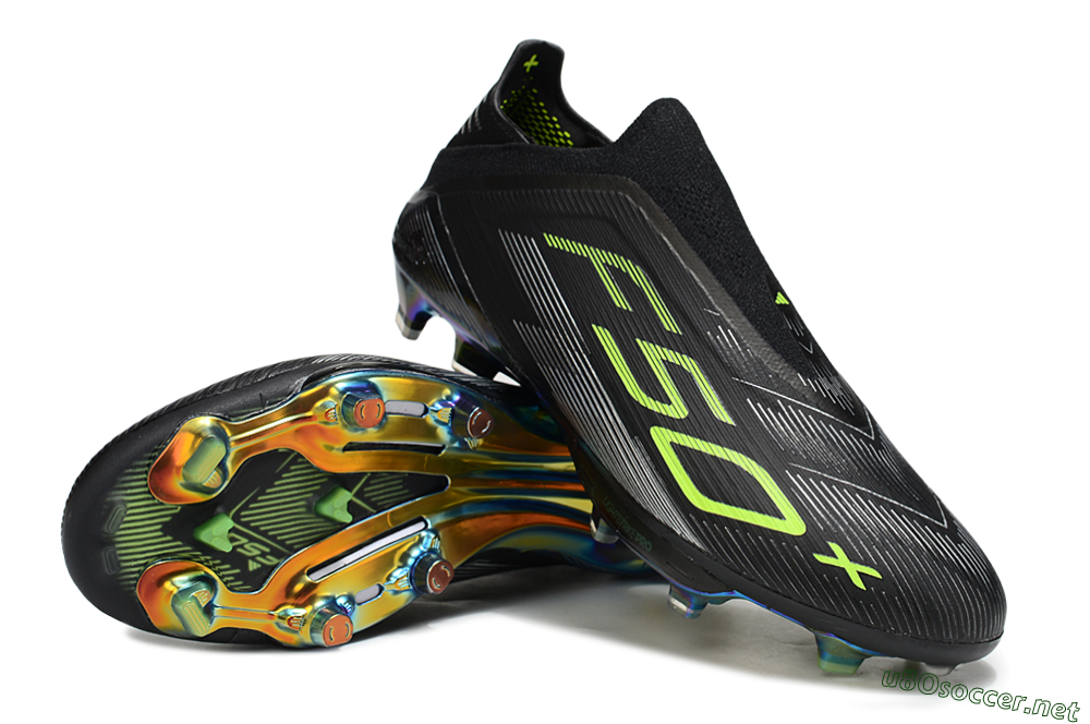 Men's Adidas F50+ Elite Lightstrike Pro Laceless FG Football Boots - Black/Yellow/Silver 3