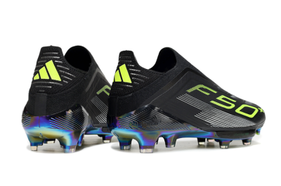 Men's Adidas F50+ Elite Lightstrike Pro Laceless FG Football Boots - Black/Yellow/Silver
