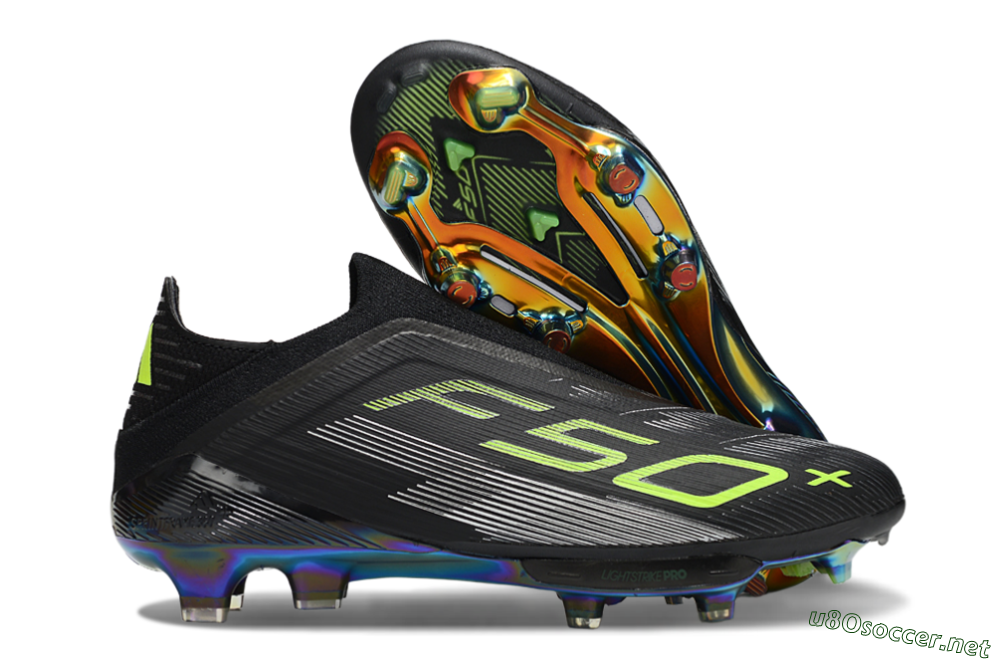 Men's Adidas F50+ Elite Lightstrike Pro Laceless FG Football Boots - Black/Yellow/Silver 2