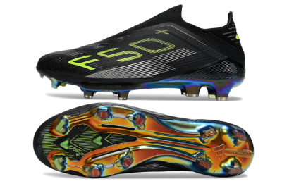 Men's Adidas F50+ Elite Lightstrike Pro Laceless FG Football Boots - Black/Yellow/Silver