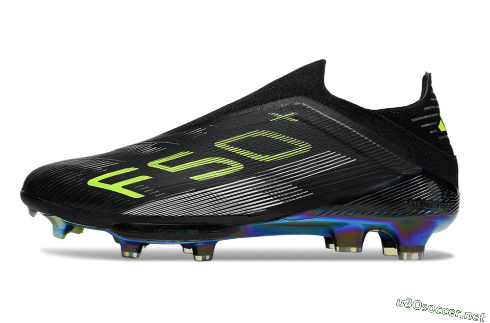 Men's Adidas F50+ Elite Lightstrike Pro Laceless FG Football Boots - Black/Yellow/Silver 0