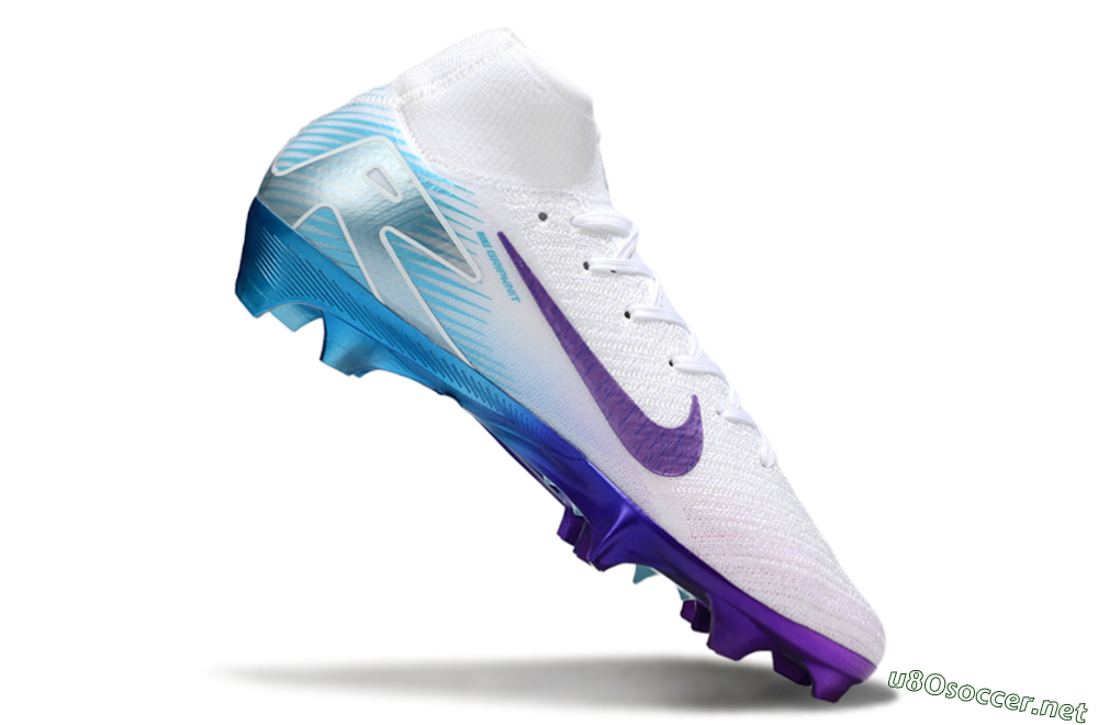 Unisex Nike Air Zoom Mercurial Superfly 10 Elite FG Football Boots - White/Purple/Jade 4