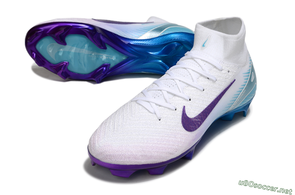 Unisex Nike Air Zoom Mercurial Superfly 10 Elite FG Football Boots - White/Purple/Jade 3
