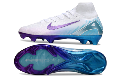 Unisex Nike Air Zoom Mercurial Superfly 10 Elite FG Football Boots - White/Purple/Jade