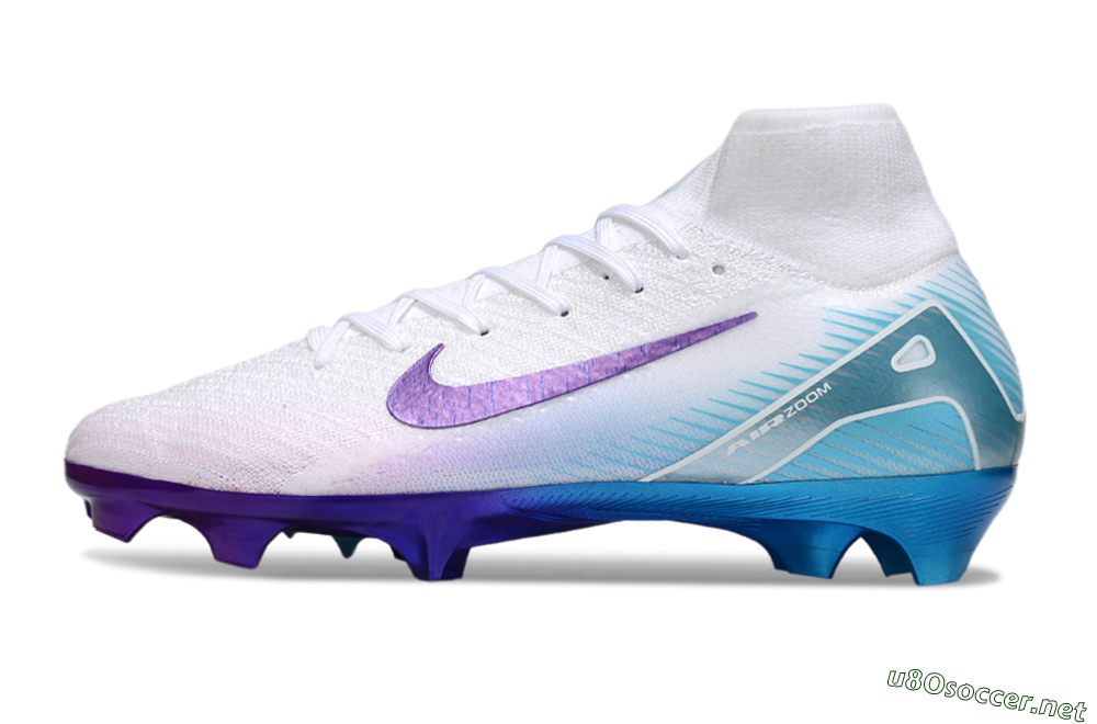 Unisex Nike Air Zoom Mercurial Superfly 10 Elite FG Football Boots - White/Purple/Jade 0