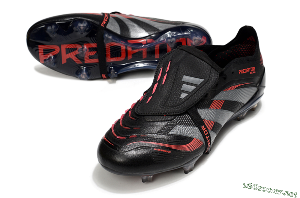 Men's Adidas Predator 25 Elite Foldover Tongue FG Football Boots - Black/Silver/Red 3