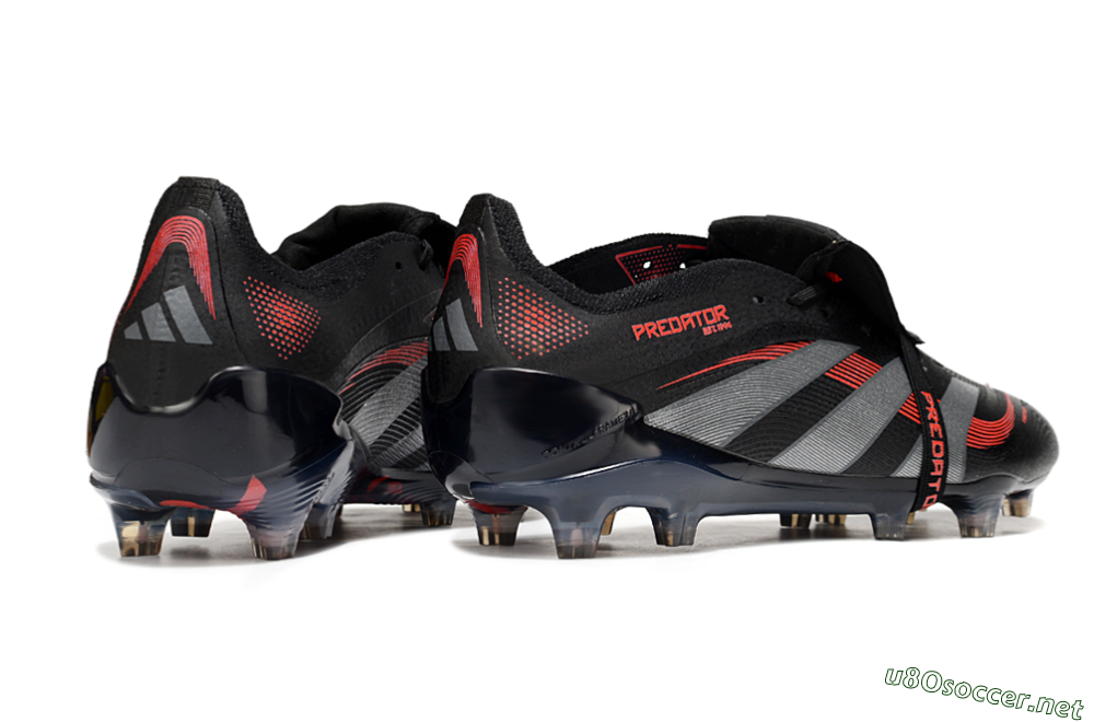 Men's Adidas Predator 25 Elite Foldover Tongue FG Football Boots - Black/Silver/Red 6