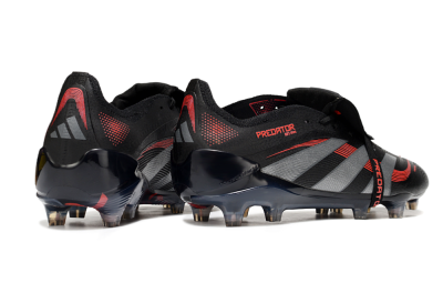 Men's Adidas Predator 25 Elite Foldover Tongue FG Football Boots - Black/Silver/Red