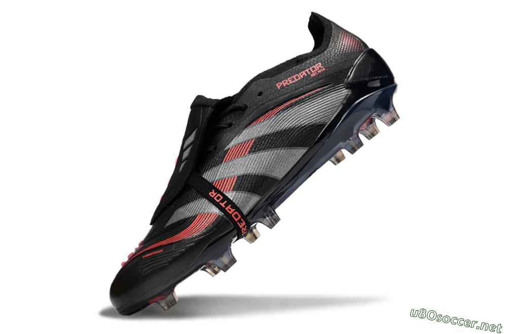 Men's Adidas Predator 25 Elite Foldover Tongue FG Football Boots - Black/Silver/Red 5