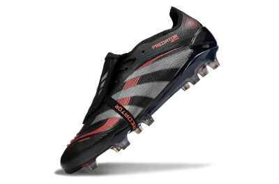Men's Adidas Predator 25 Elite Foldover Tongue FG Football Boots - Black/Silver/Red