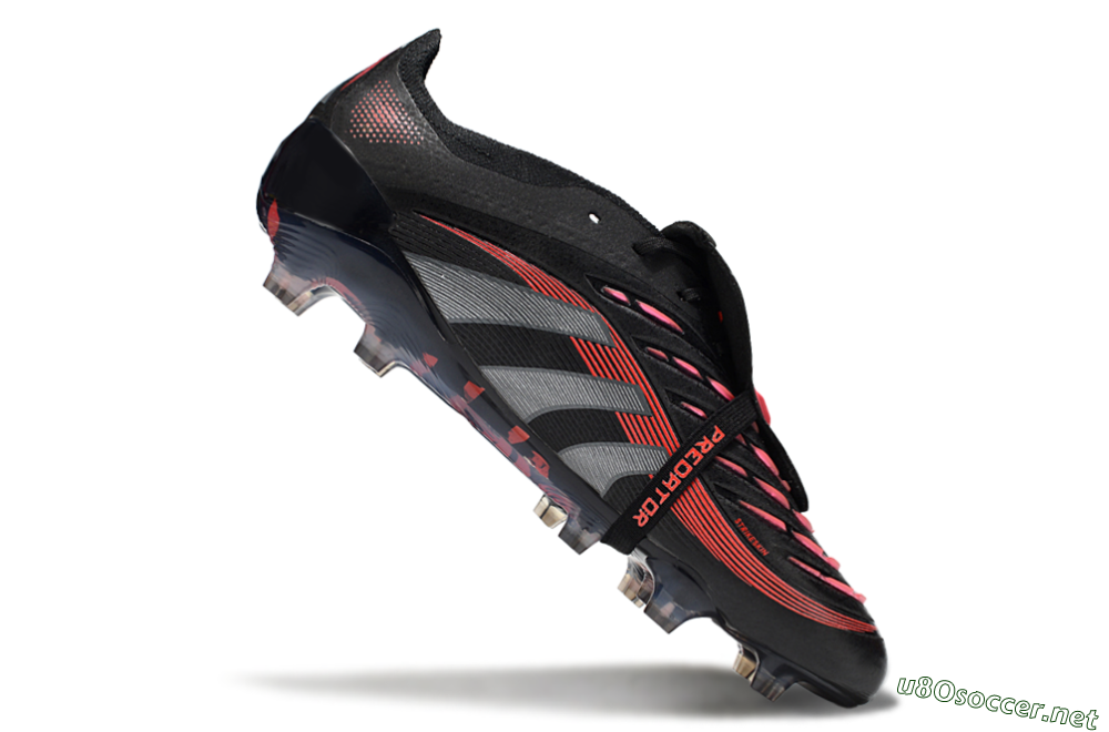Men's Adidas Predator 25 Elite Foldover Tongue FG Football Boots - Black/Silver/Red 4