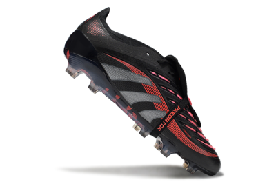 Men's Adidas Predator 25 Elite Foldover Tongue FG Football Boots - Black/Silver/Red