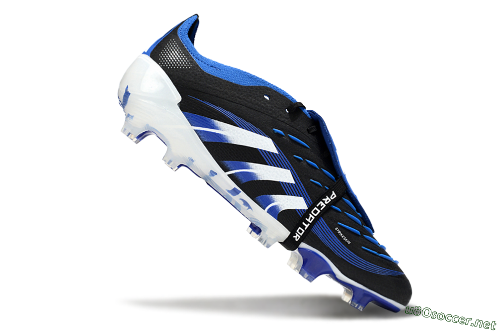 Men's Adidas Predator 25 Elite Foldover Tongue FG Football Boots - Black/White/Blue 4