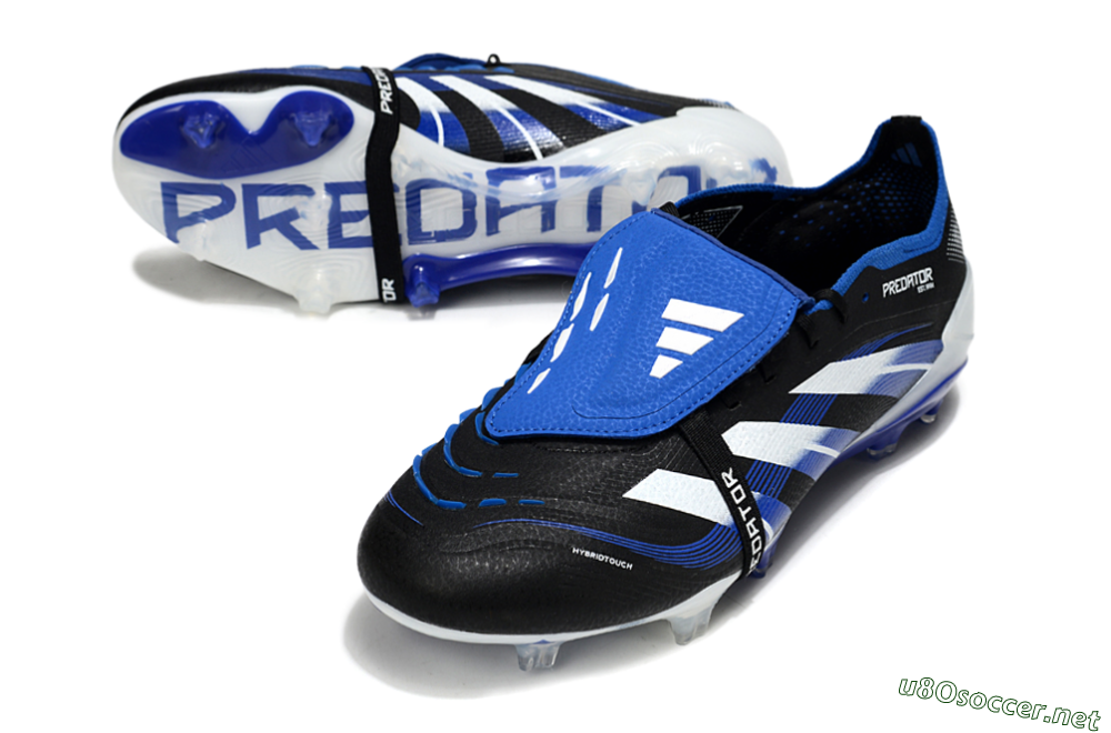 Men's Adidas Predator 25 Elite Foldover Tongue FG Football Boots - Black/White/Blue 3