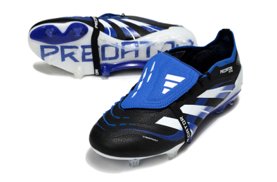 Men's Adidas Predator 25 Elite Foldover Tongue FG Football Boots - Black/White/Blue
