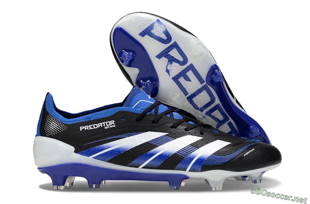 Men's Adidas Predator 25 Elite FG Football Boots - Black/White/Blue 2