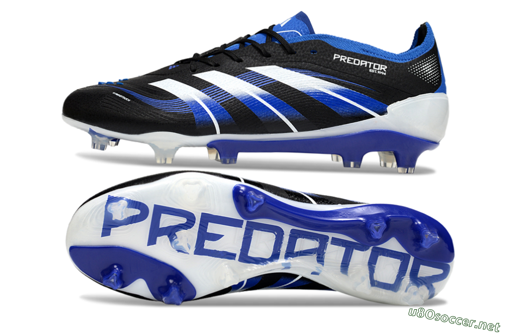 Men's Adidas Predator 25 Elite FG Football Boots - Black/White/Blue 1