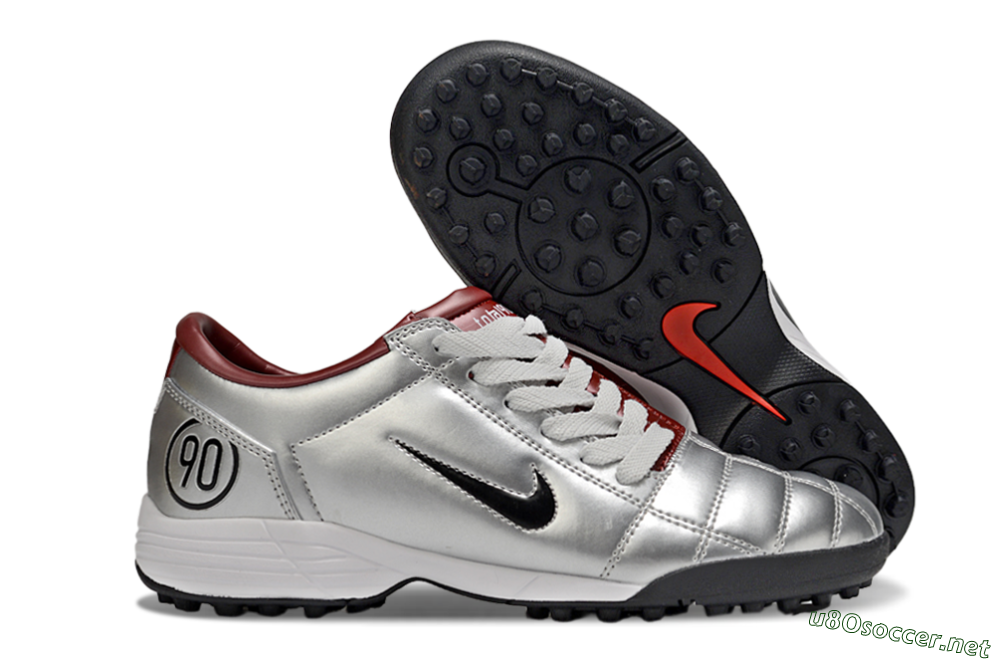 Unisex Nike Total 90 II TF Football Shoes - Silver/Black/Red 2