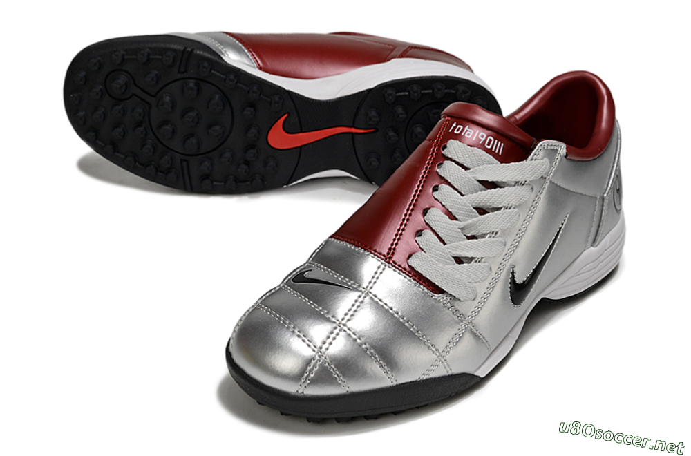 Unisex Nike Total 90 II TF Football Shoes - Silver/Black/Red 3