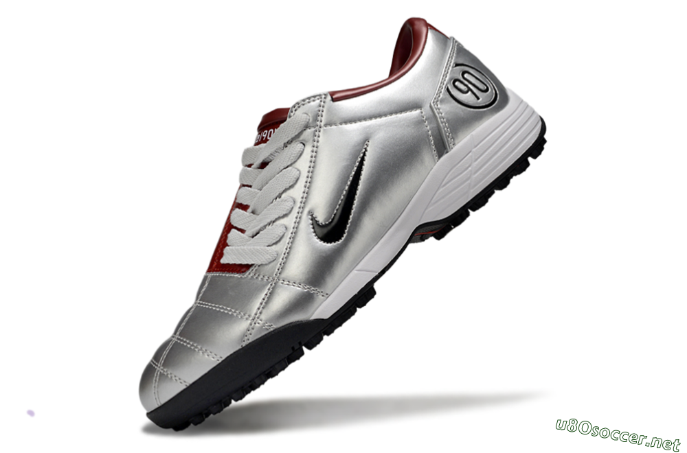 Unisex Nike Total 90 II TF Football Shoes - Silver/Black/Red 5