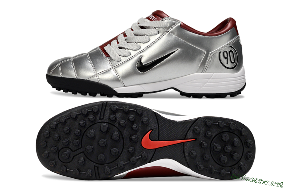 Unisex Nike Total 90 II TF Football Shoes - Silver/Black/Red 1