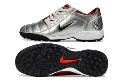 Unisex Nike Total 90 II TF Football Shoes - Silver/Black/Red