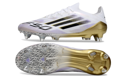 Men's Adidas F50 Elite SG Football Boots - White/Purple/Gold