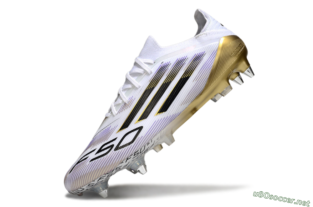 Men's Adidas F50 Elite SG Football Boots - White/Purple/Gold 5
