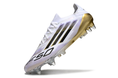 Men's Adidas F50 Elite SG Football Boots - White/Purple/Gold