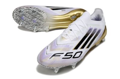 Men's Adidas F50 Elite SG Football Boots - White/Purple/Gold