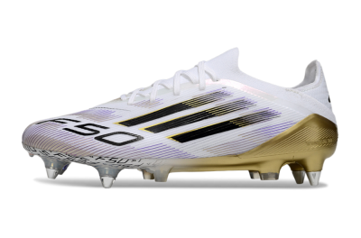 Men's Adidas F50 Elite SG Football Boots - White/Purple/Gold