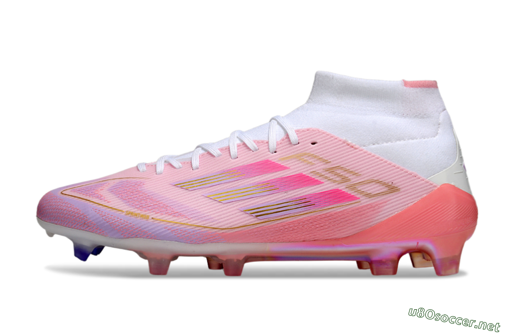 Men's Adidas F50 Elite Mid FG Football Boots - Pink/Gold/White 0