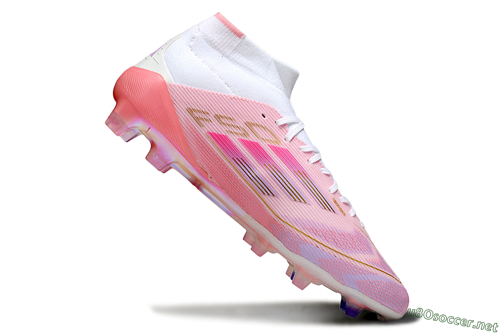 Men's Adidas F50 Elite Mid FG Football Boots - Pink/Gold/White 4