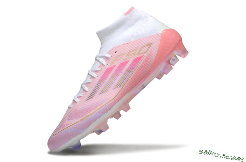 Men's Adidas F50 Elite Mid FG Football Boots - Pink/Gold/White 5
